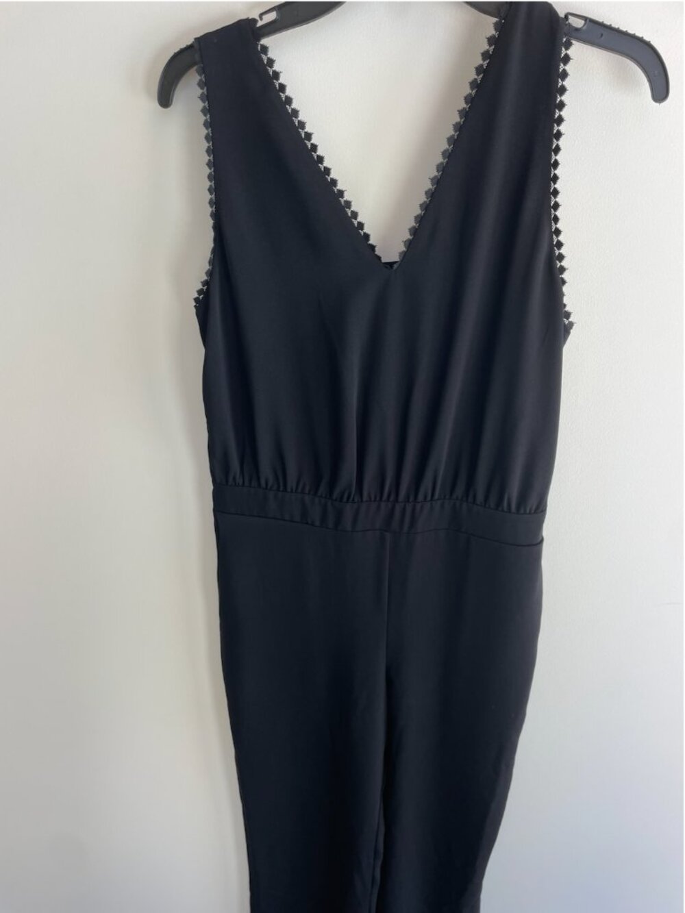 The Kooples Black Lace Trim V Neck Jumpsuit Size 2